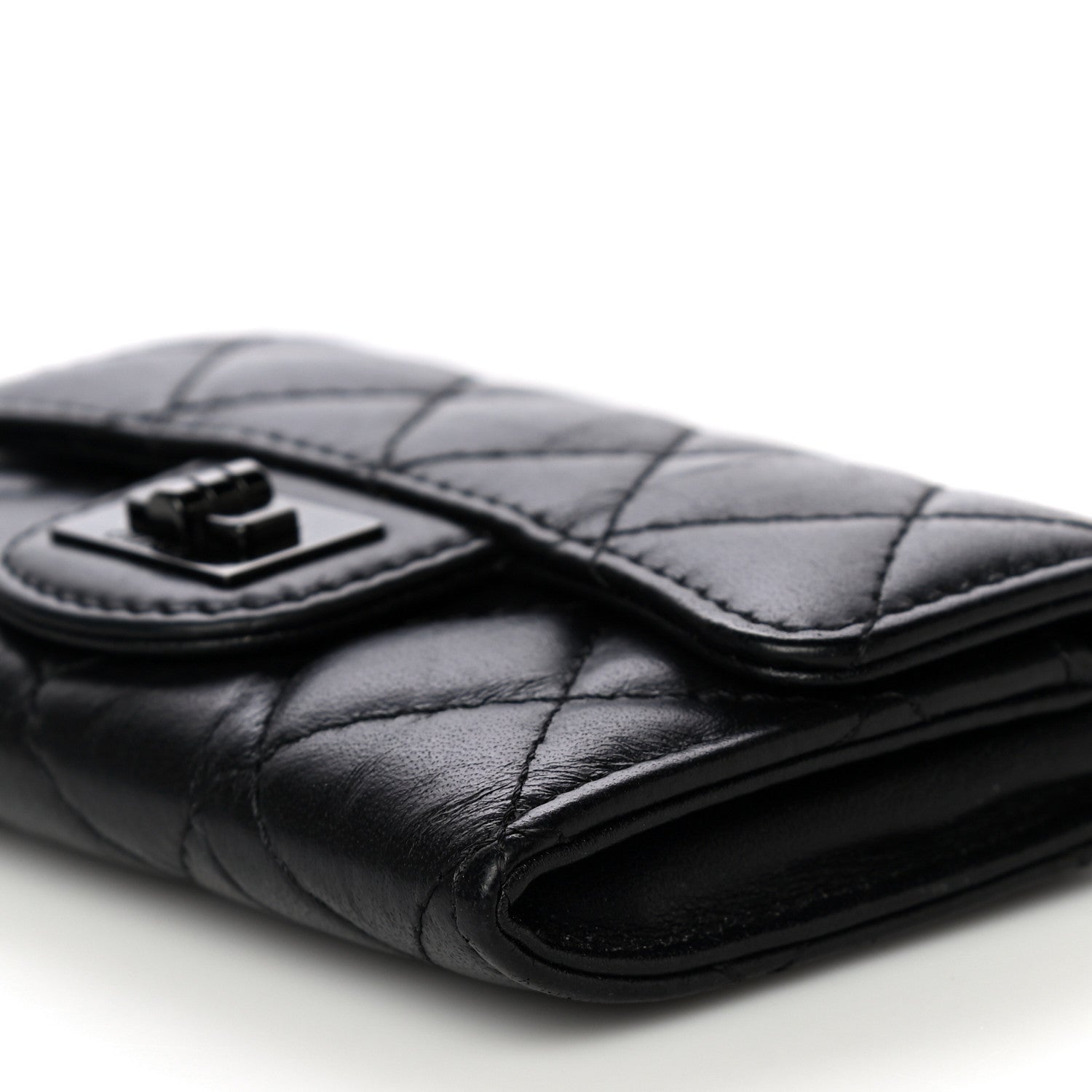 Chanel Aged Calfskin Quilted Reissue Flap Card Holder So Black 11 of 12