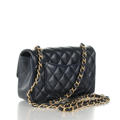 Chanel Lambskin Quilted Mini Rectangular Flap Dark Navy Blue 3 of 9