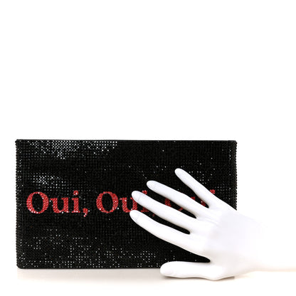 Judith Leiber Satin Crystal Oui Oui Pouch Silver Jet Multicolor 2 of 9