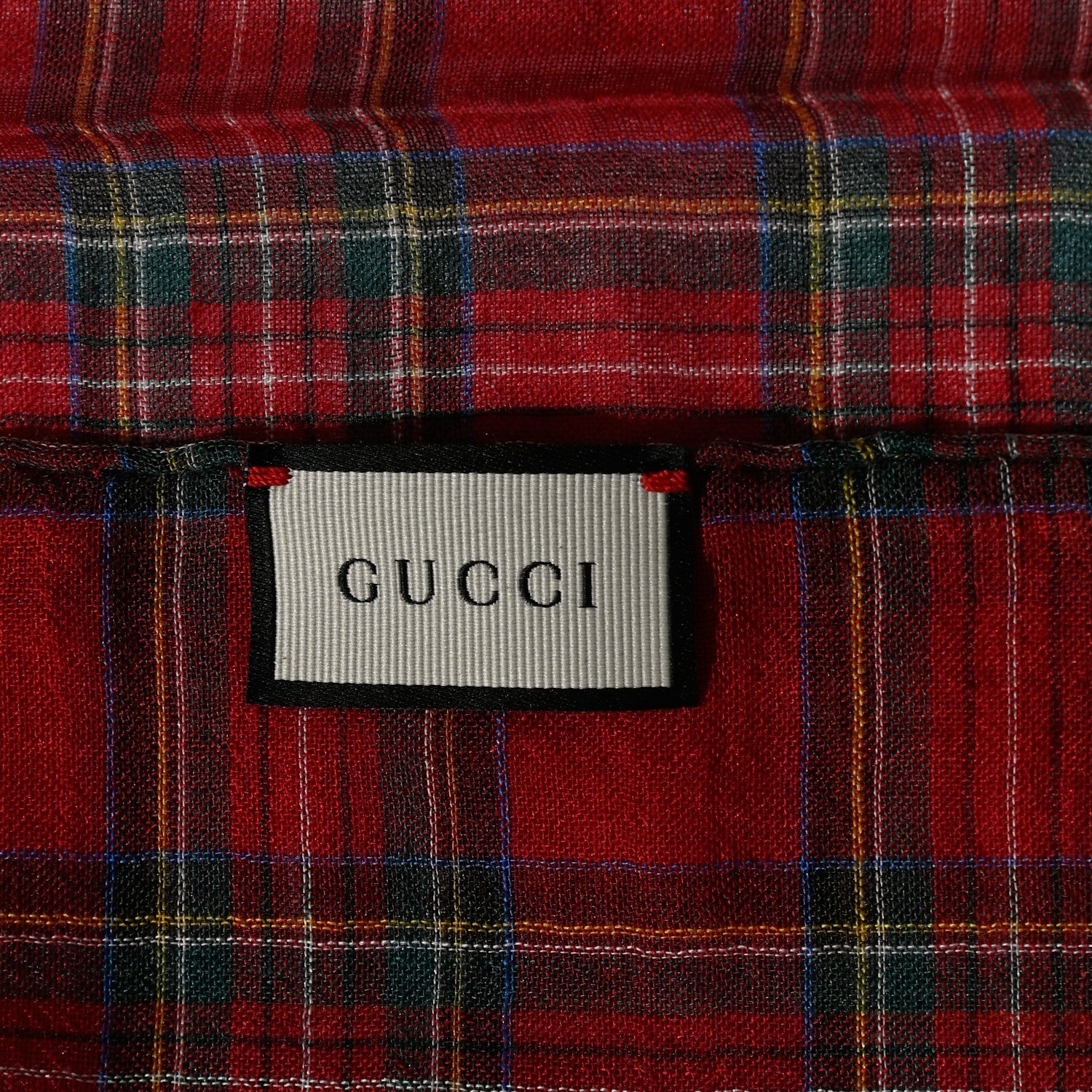 Gucci Wool Plaid Scarf Red 4 of 4