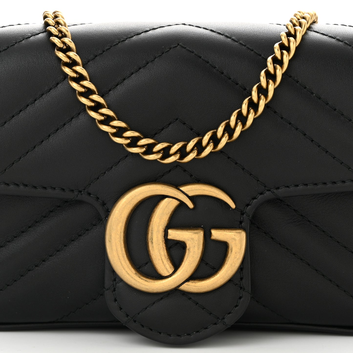 Calfskin Matelasse Super Mini GG Marmont Shoulder Bag Black