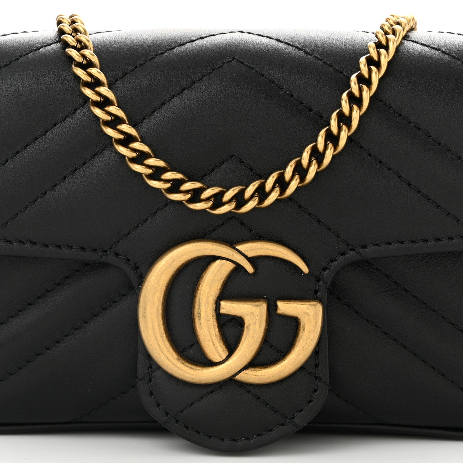 Gucci Calfskin Matelasse Super Mini GG Marmont Shoulder Bag Black 8 of 10