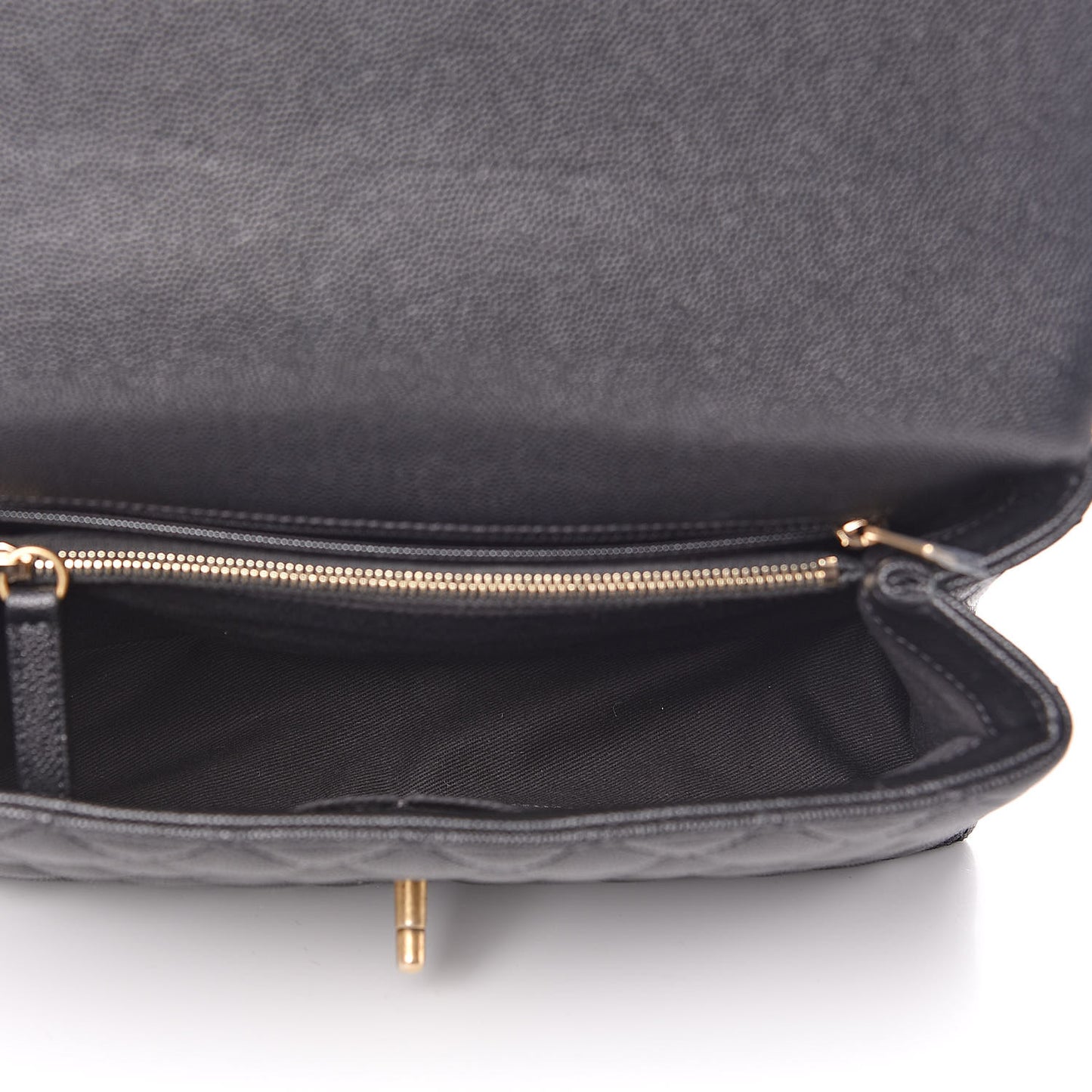 Caviar Lizard Embossed Quilted Small Coco Handle Flap Black