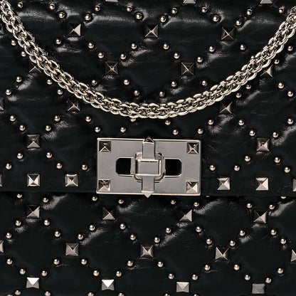 Valentino Garavani Lambskin Rockstud Spike Wallet on Chain Black 7 of 10