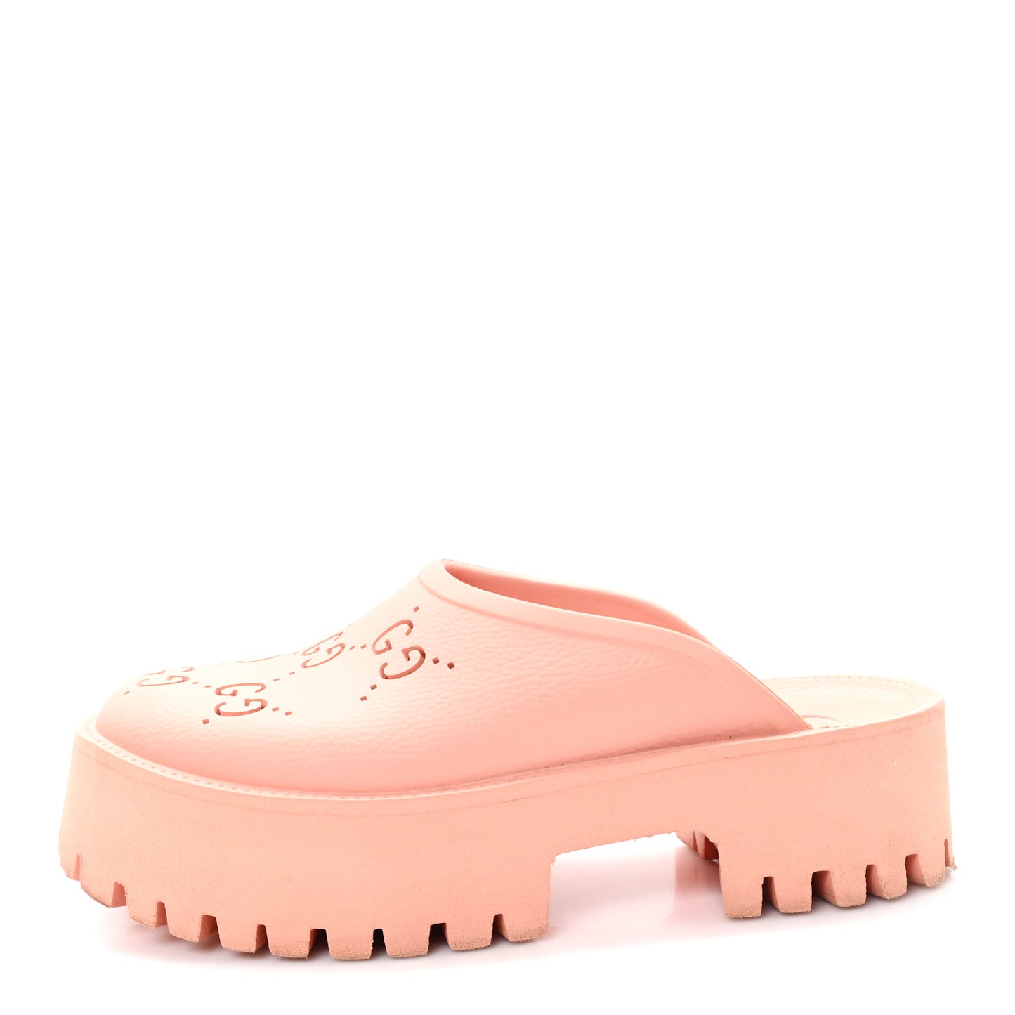 Rubber GG Monogram Perforated Elea Platform 55mm Lug Sole Sandals 41 Peachy Chic