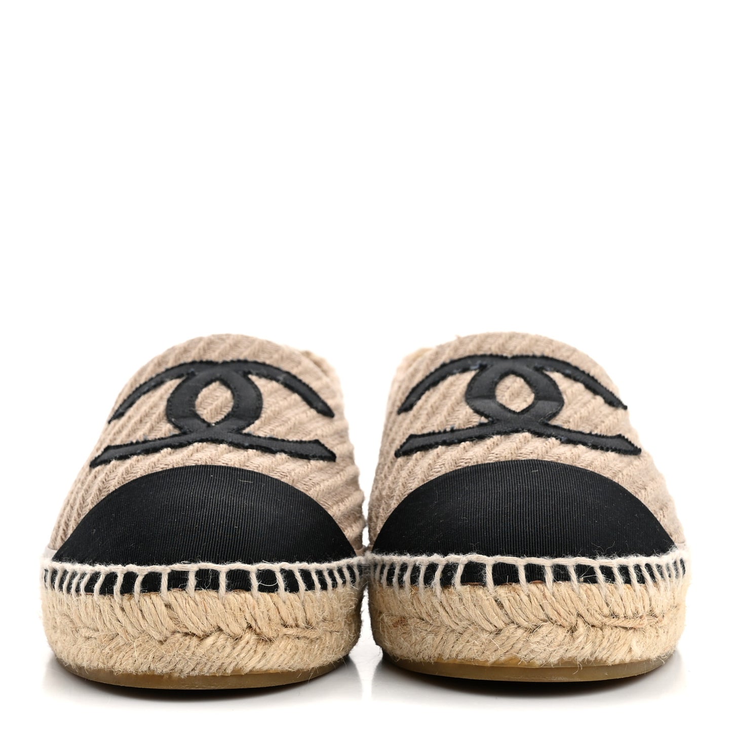 Tweed Grosgrain CC Espadrilles 41 Beige Black