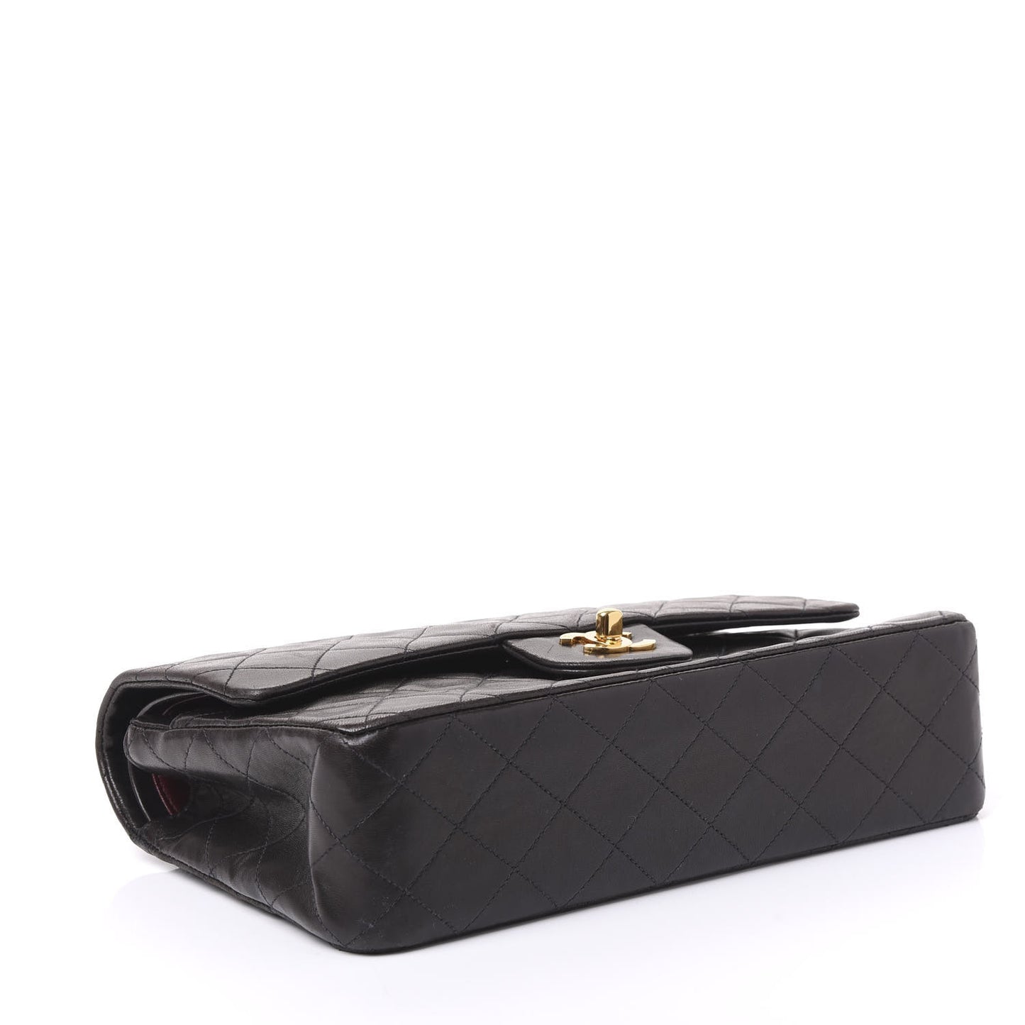 Lambskin Quilted Medium Double Flap Black
