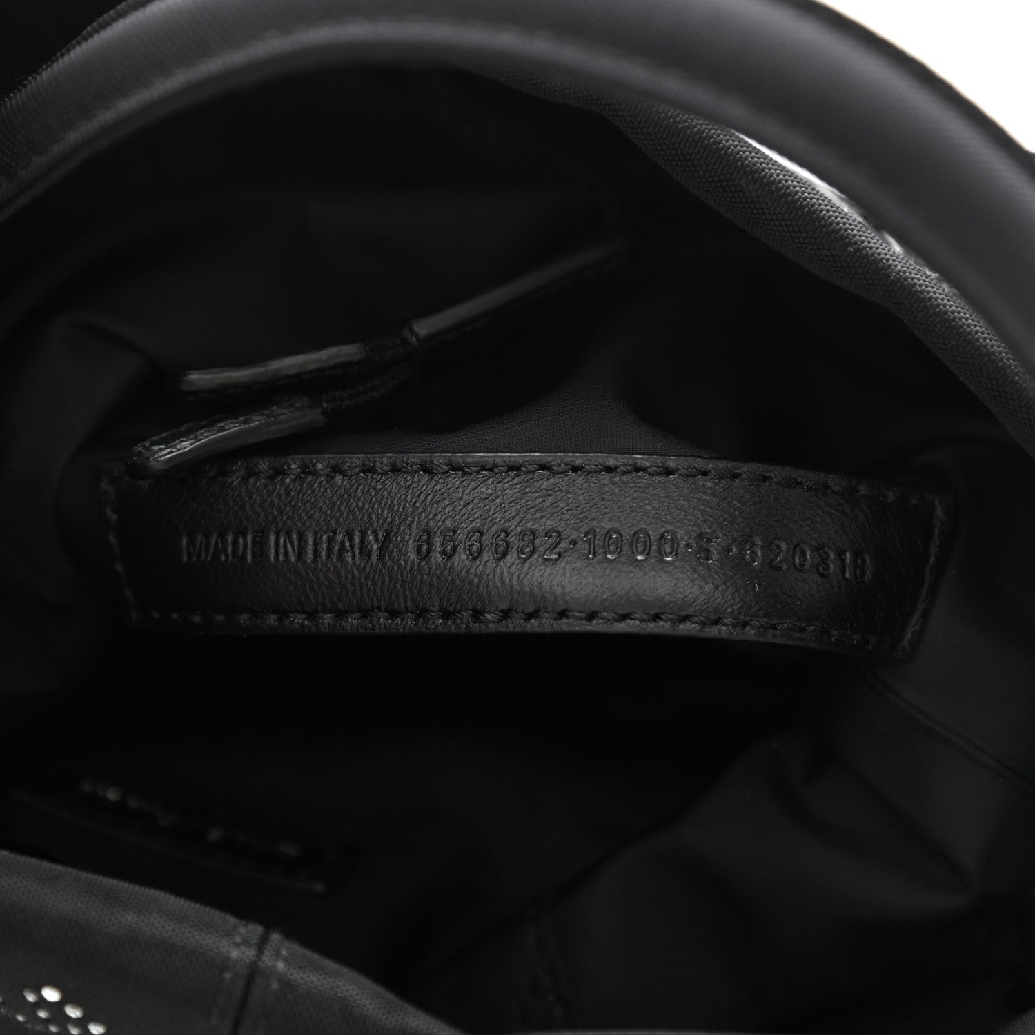 Balenciaga Recycled Sport Nylon Crystal Allover Logo Wheel Drawstring Bucket Bag Black Crystal 7 of 8