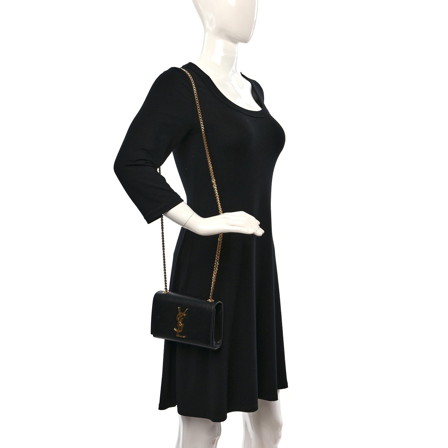 Saint Laurent Grain De Poudre Small Monogram Kate Satchel Black 2 of 11