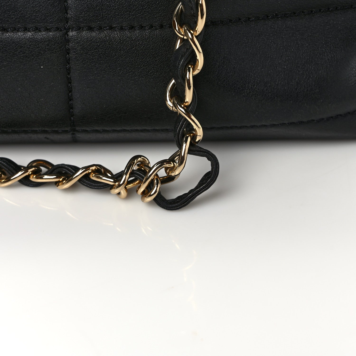 Chanel Calfskin Stitched Chocolate Bar Shopping Tote Black 7 of 12
