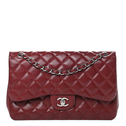 Chanel Caviar Quilted Jumbo Double Flap Dark Red 1 of 15