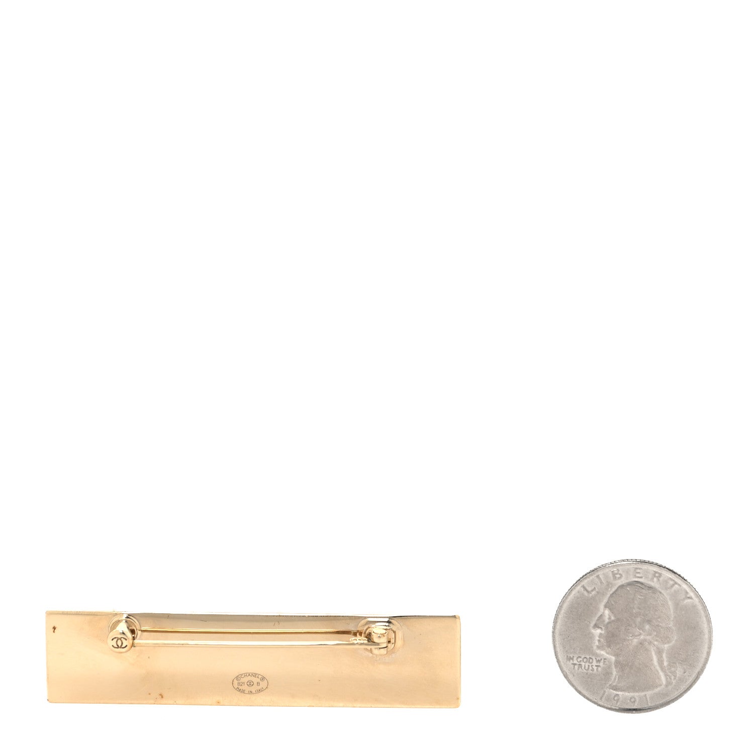 Chanel Metal Enamel Logo Brooch Gold 2 of 4