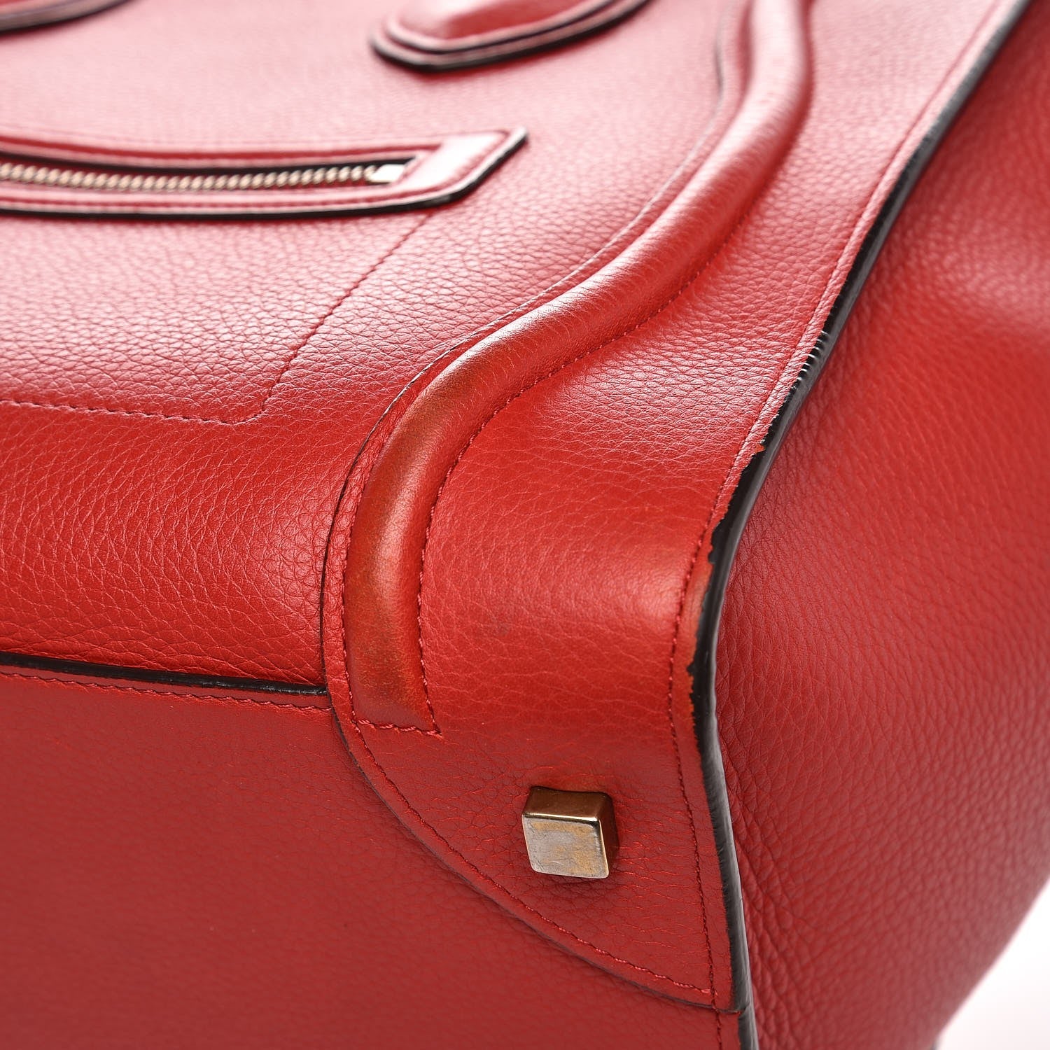Celine Drummed Calfskin Mini Luggage Coquelicot 13 of 17