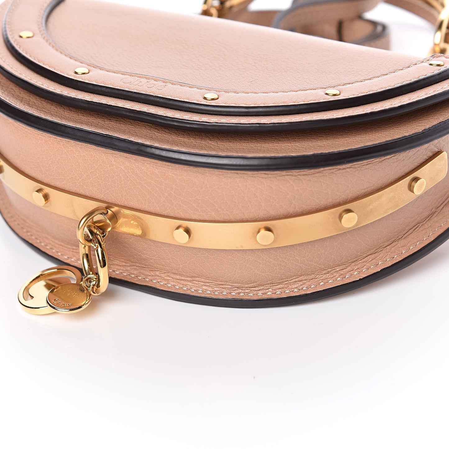 Calfskin Small Nile Bracelet Minaudiere Bag Biscotti Beige