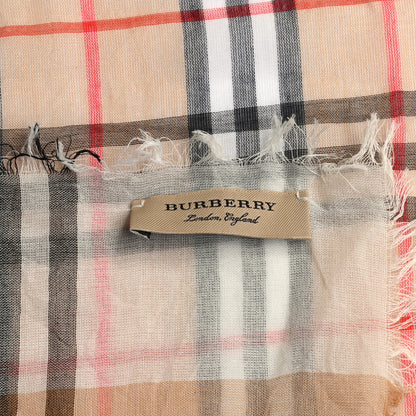 Burberry Cotton Vintage Check Two Tone Lightweight Scarf Archive Beige Grey 4 of 4