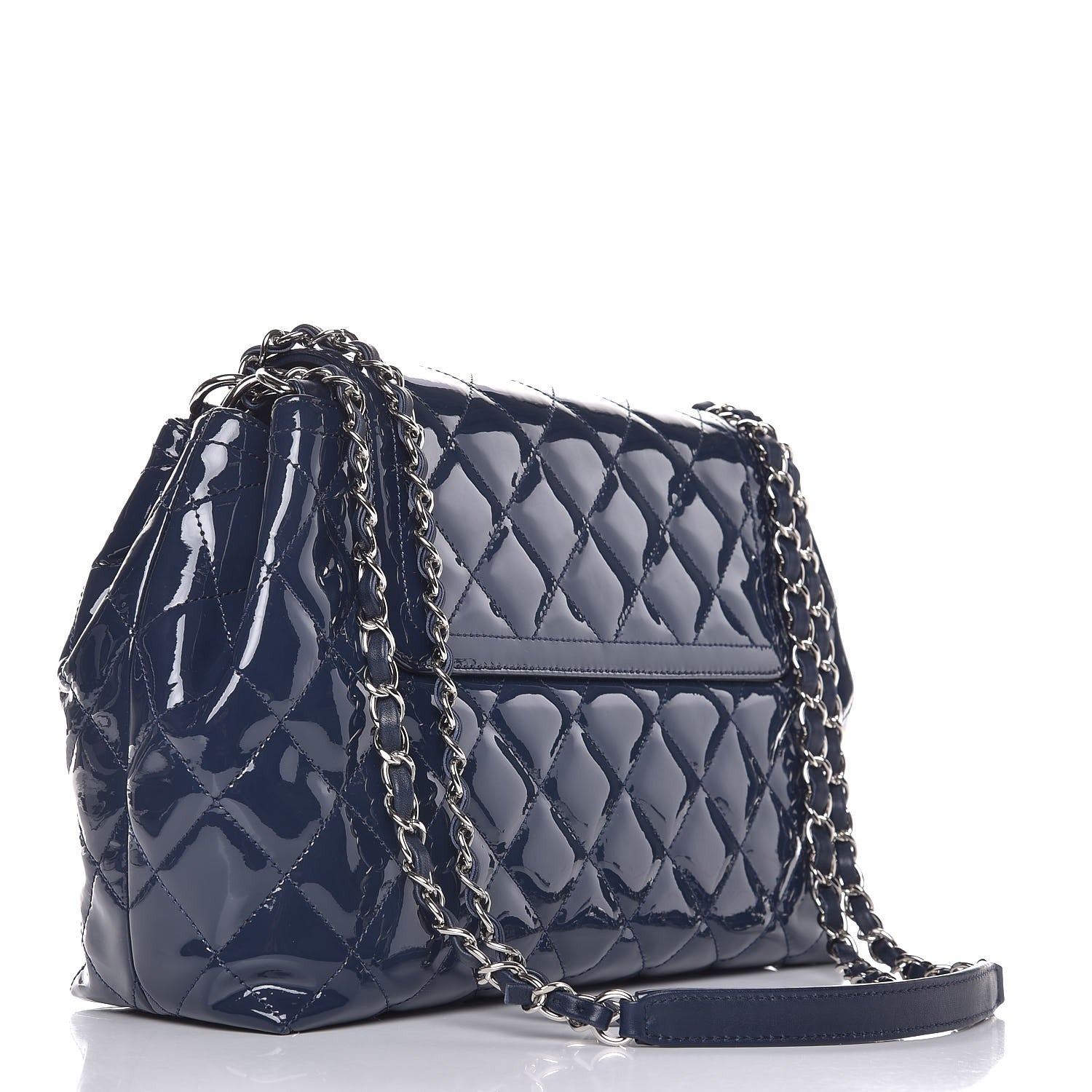 Chanel Patent Quilted Large Coco Shine Accordion Flap Dark Navy Blue 3 of 7