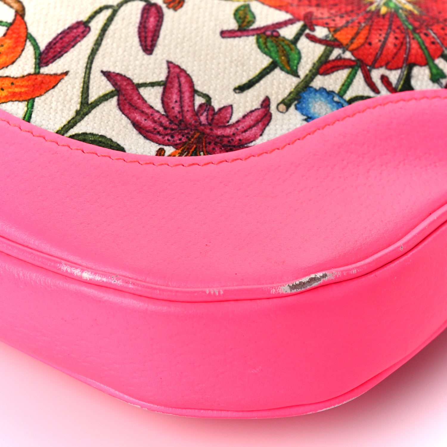 Gucci Canvas Flora Medium Jackie Hobo Fuchsia 9 of 20