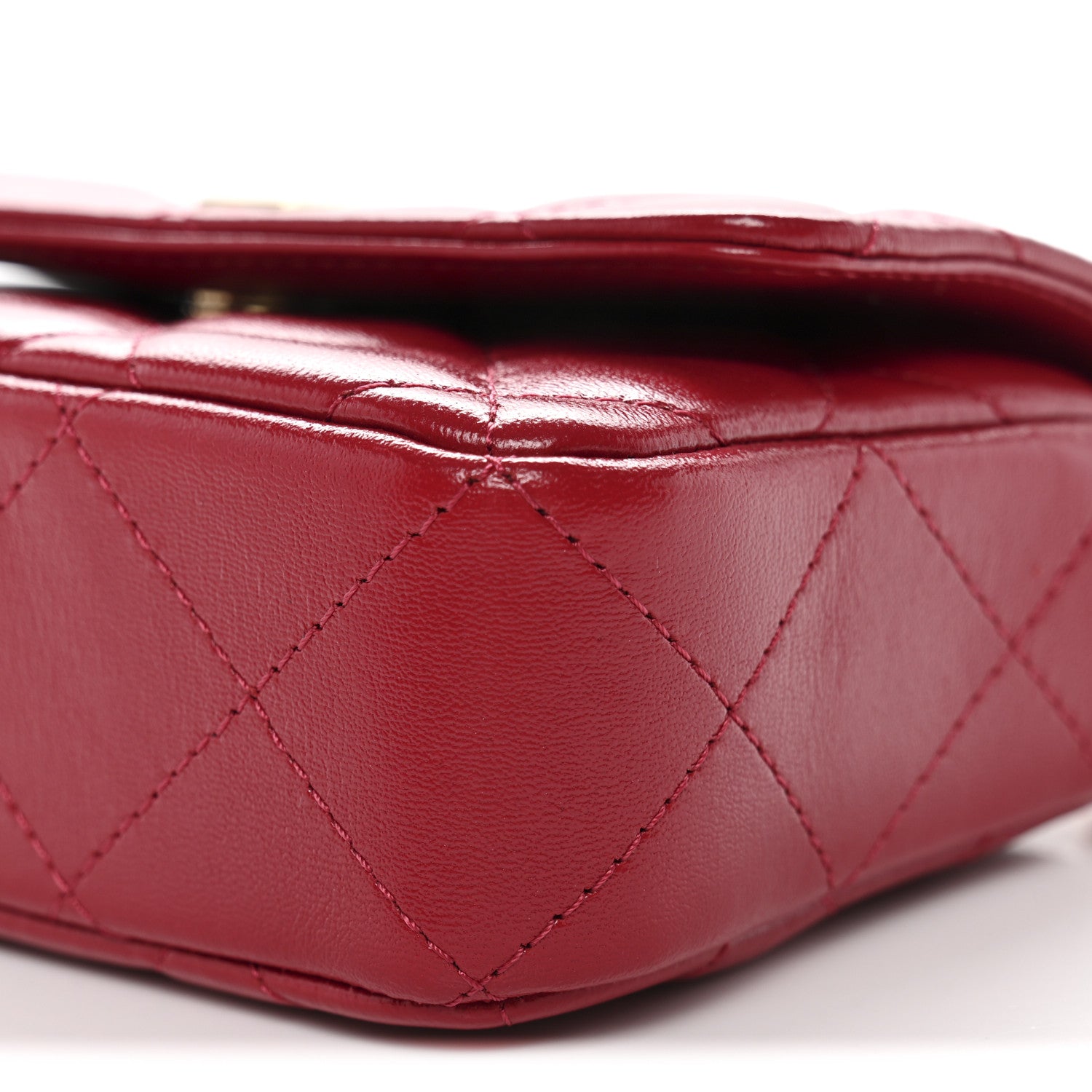 Chanel Shiny Lambskin Quilted Mini Metal Top Handle Clutch With Chain  Red 11 of 12