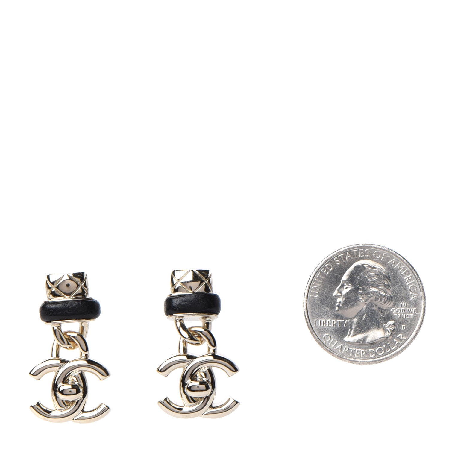 Chanel Lambskin CC Turnlock Drop Earrings Gold Black 2 of 4