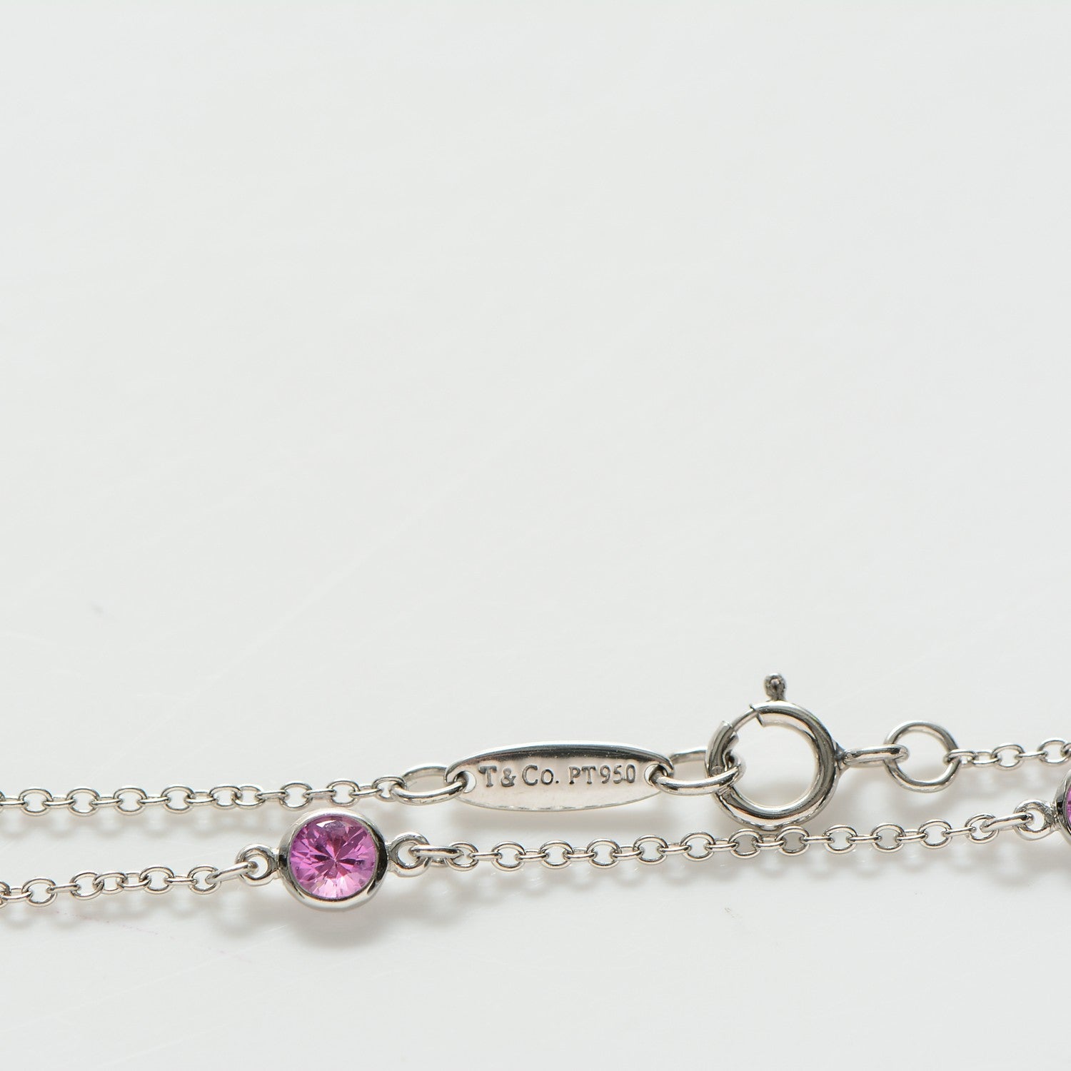 Tiffany Platinum Pink Sapphire Elsa Peretti Color By The Yard Bracelet 5 of 5