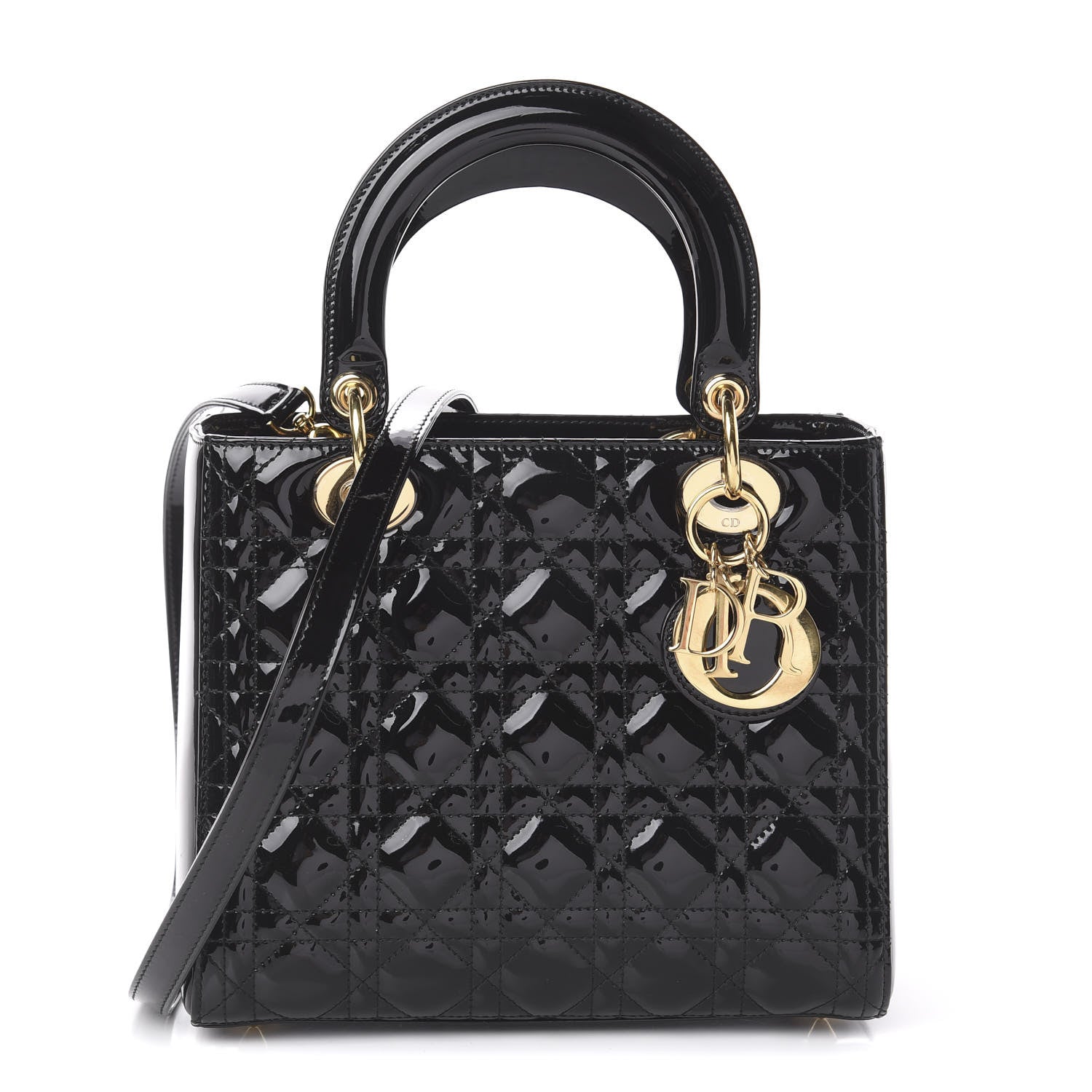 Christian Dior Patent Cannage Medium Lady Dior Black 1 of 7