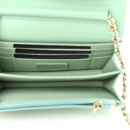 Chanel Lambskin Quilted Mini Wallet On Chain WOC Light Green 6 of 13