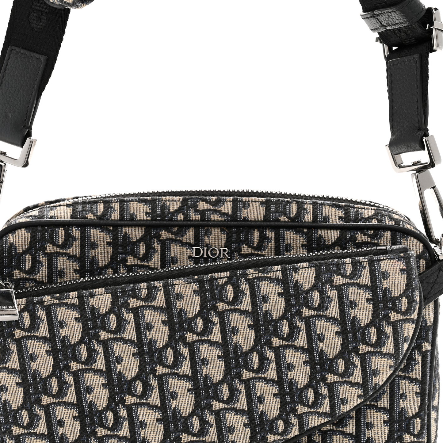 Oblique Saddle Triple Pouch Navy Blue