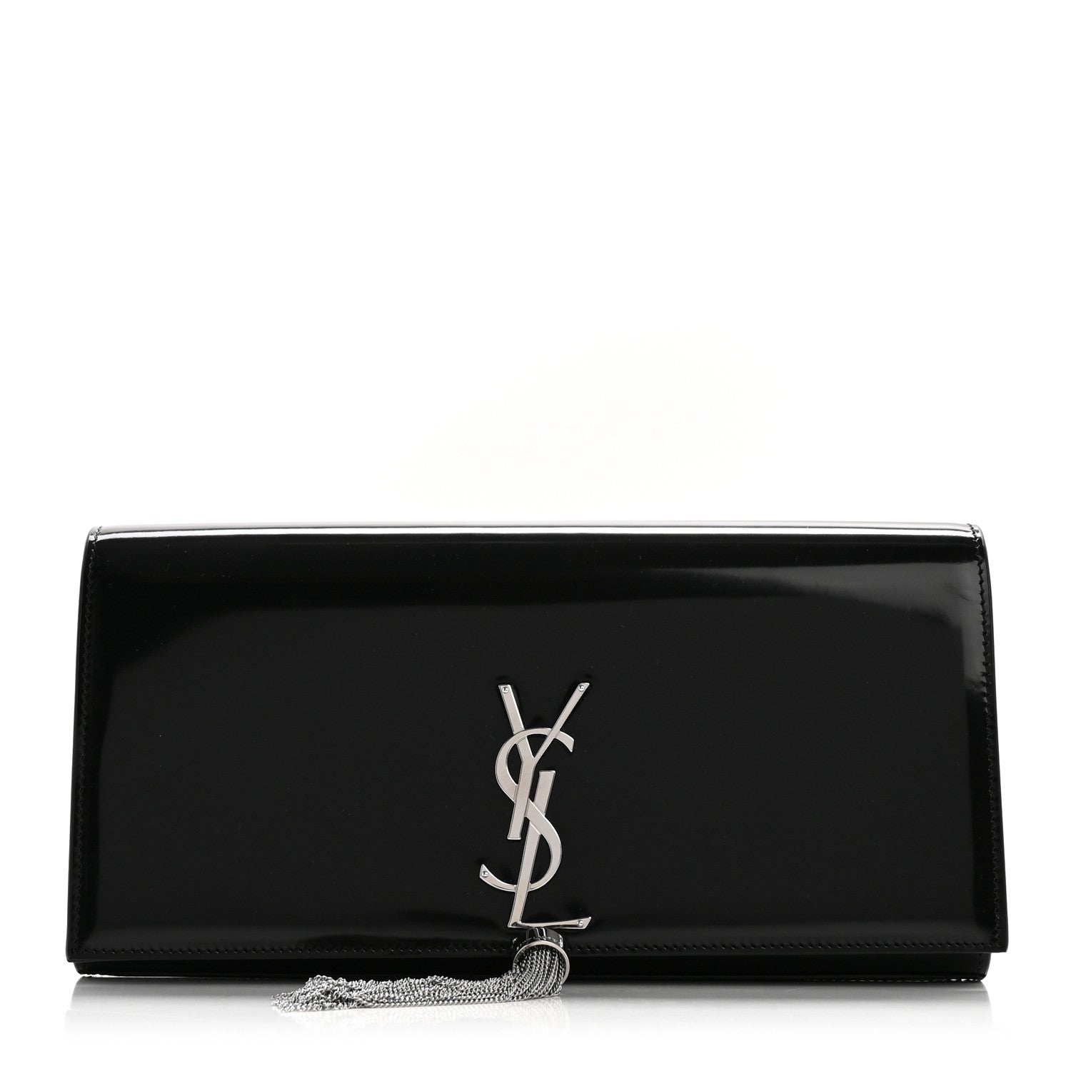 Saint Laurent Patent Cassandre Tassel Clutch Black 1 of 8