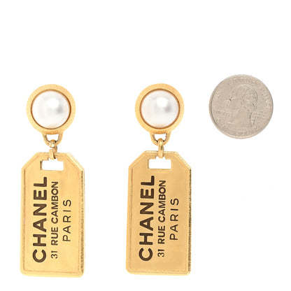 Chanel Pearl CC Tags Drop Earrings Gold 2 of 5