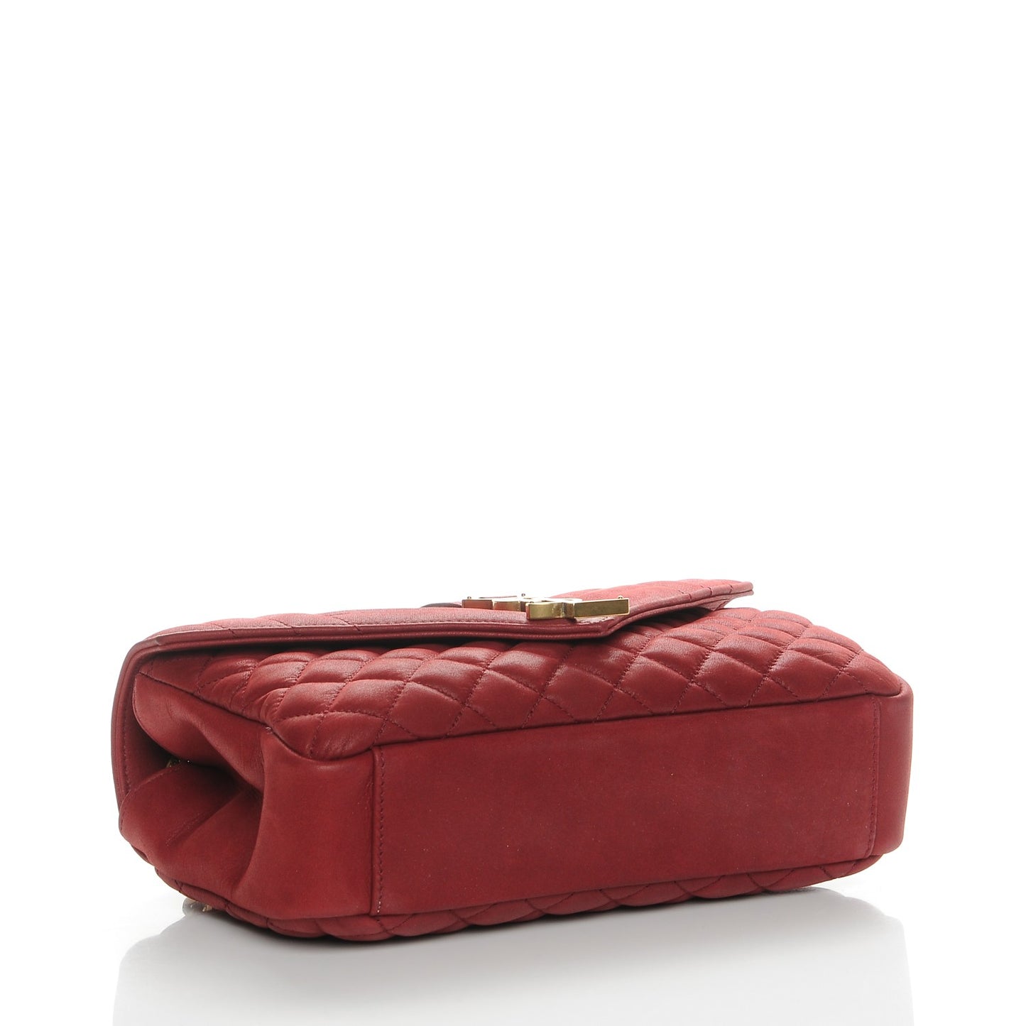 Sheepskin Tri-Quilt Monogram Medium Soft Envelope Bag Red