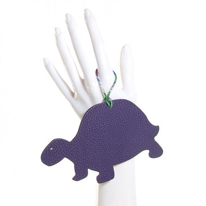 Hermes Togo Epsom Petit H Turtle Bag Charm GM Iris Malachite 2 of 5