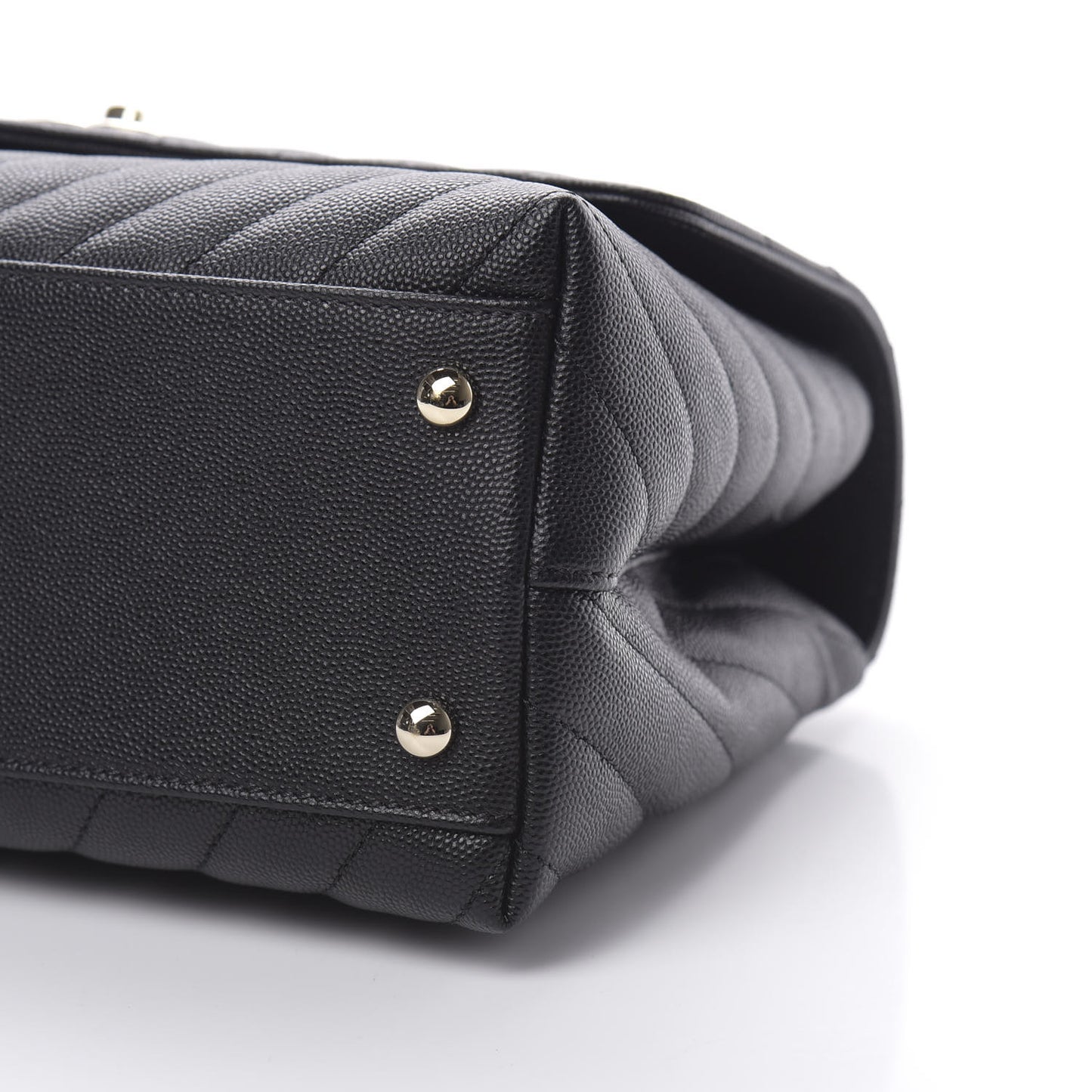 Caviar Lizard Embossed Chevron Quilted Medium Coco Handle Flap Black