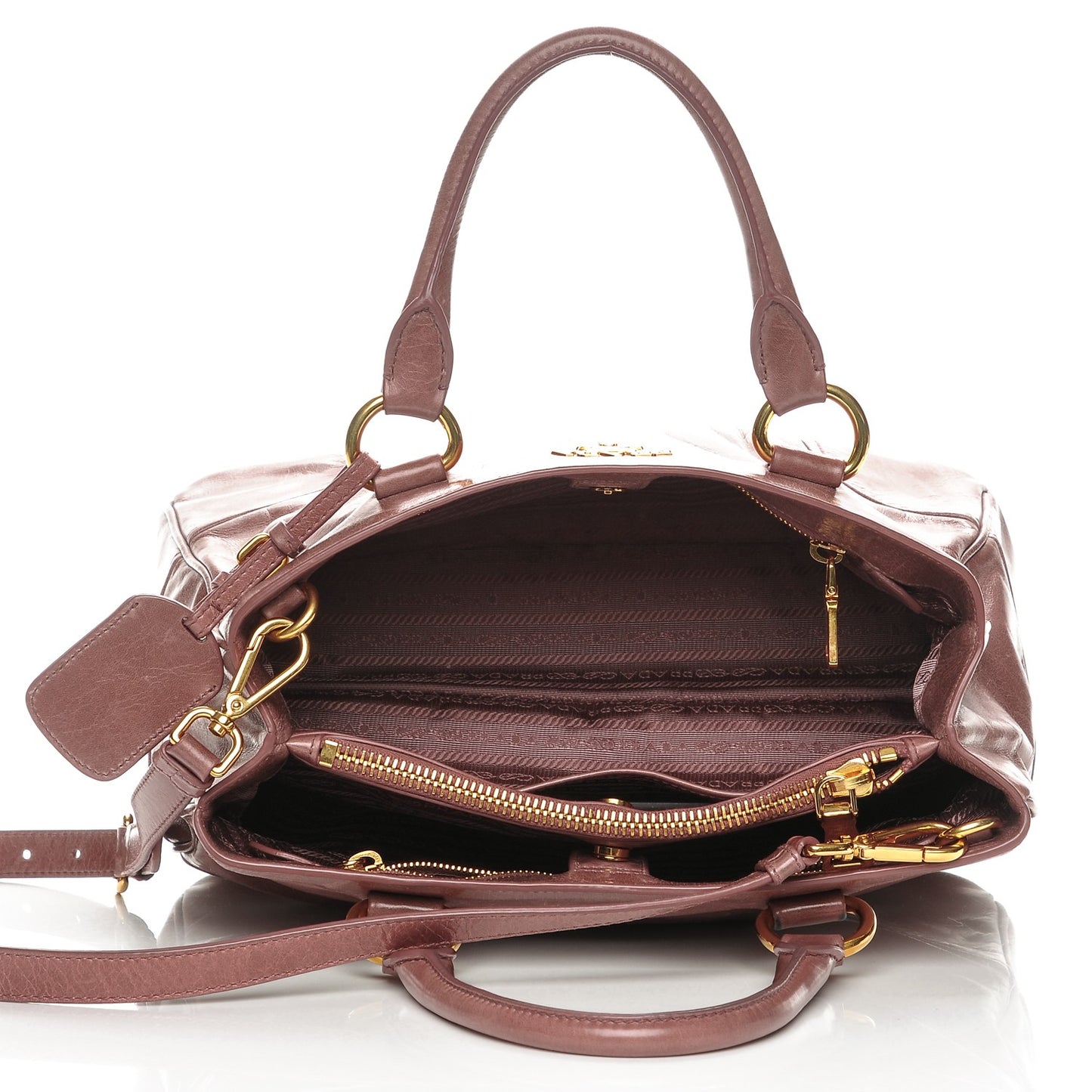 Vitello Shine Top Handle Bag Antico