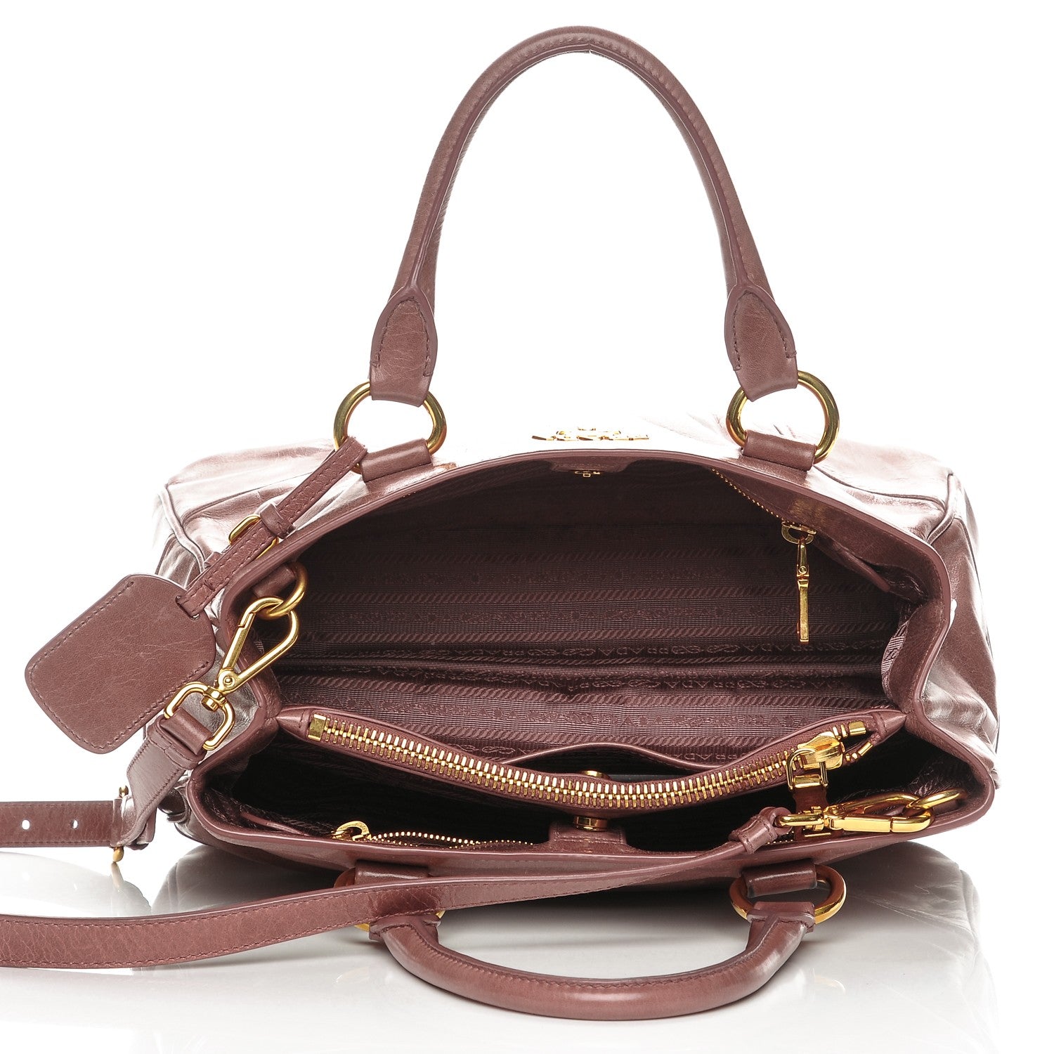 Prada Vitello Shine Top Handle Bag Antico 5 of 9