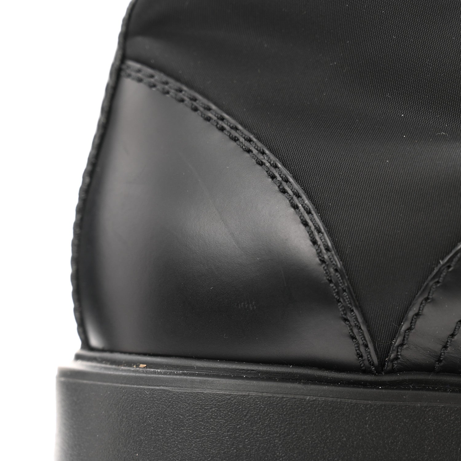 Prada Spazzolato Rois Re-Nylon Metal Triangle Logo Mens Monolith Pouch Pocket 60mm Combat Boots 8 Black 10 of 10