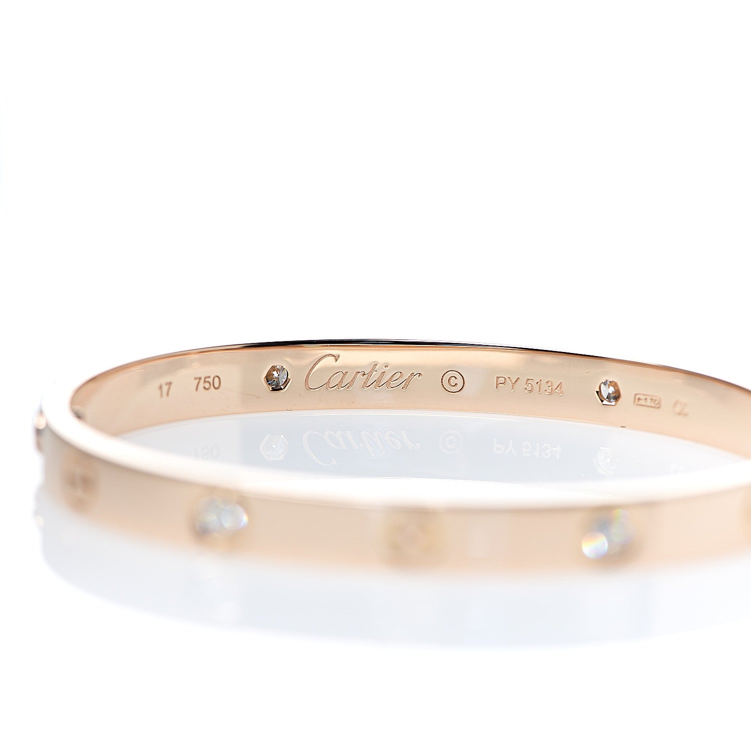 Cartier 18K Pink Gold 4 Diamond LOVE Bracelet 17 3 of 4