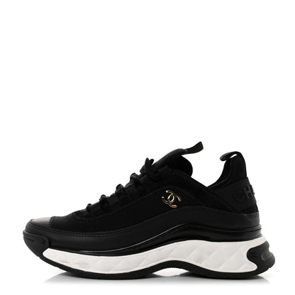Chanel Velvet Calfskin Mixed Fibers CC Sneakers 36 Black 1 of 9
