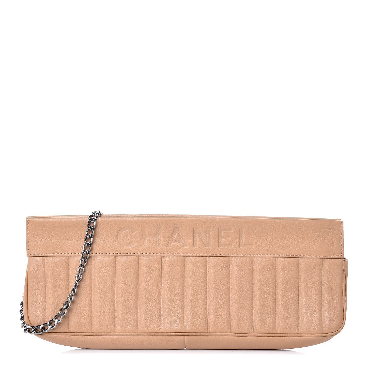 Chanel Calfskin Vertical Quilted Convertible Clutch Beige 1 of 10