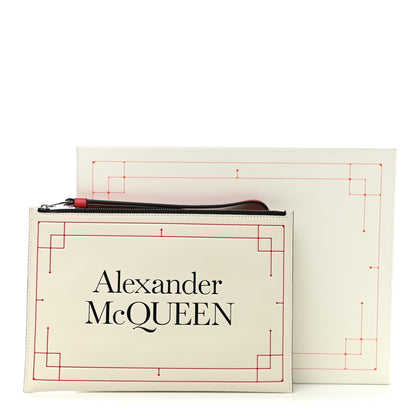 Alexander McQueen Logo Zip Large Wristlet Pouch White Red 8 of 8