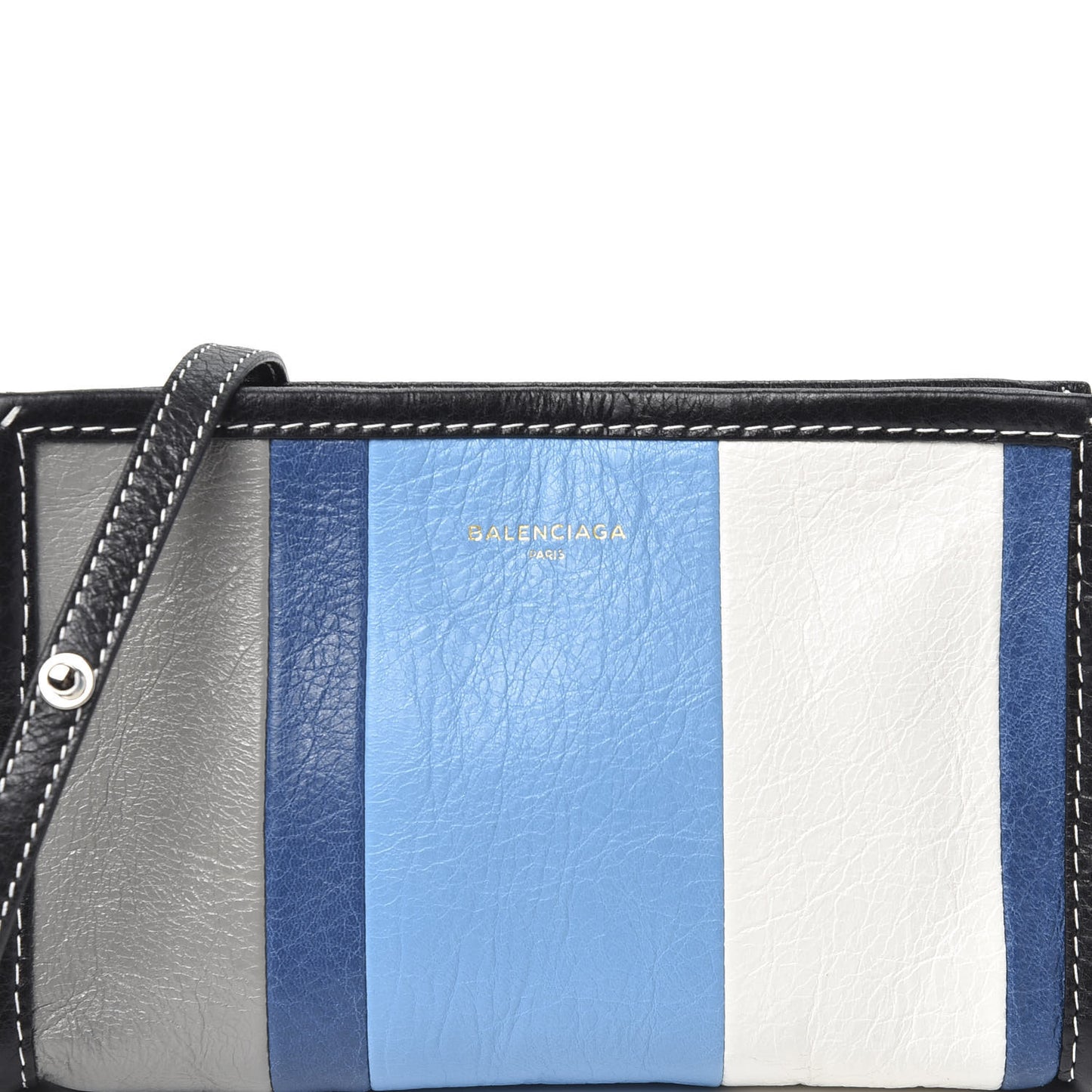 Veau Arena Multicolore Bazar Strap Clutch Bleu Gris White Black
