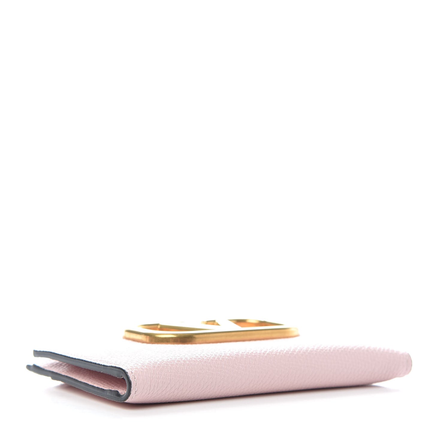 Grainy Calfskin VLogo Coin Case Card Holder Rose Quartz