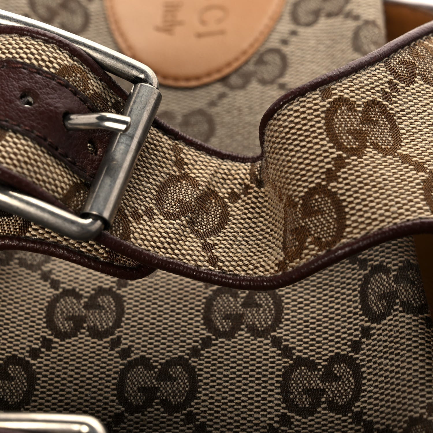 Gucci GG Monogram Lavaredo Eco Fabric Mens Slide Sandals With Straps 12 Beige Ebony Light Brown 9 of 10