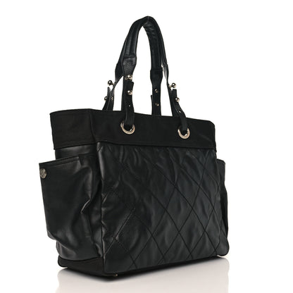 Chanel Coated Canvas Quilted Large Paris Biarritz Tote Black 4 of 11
