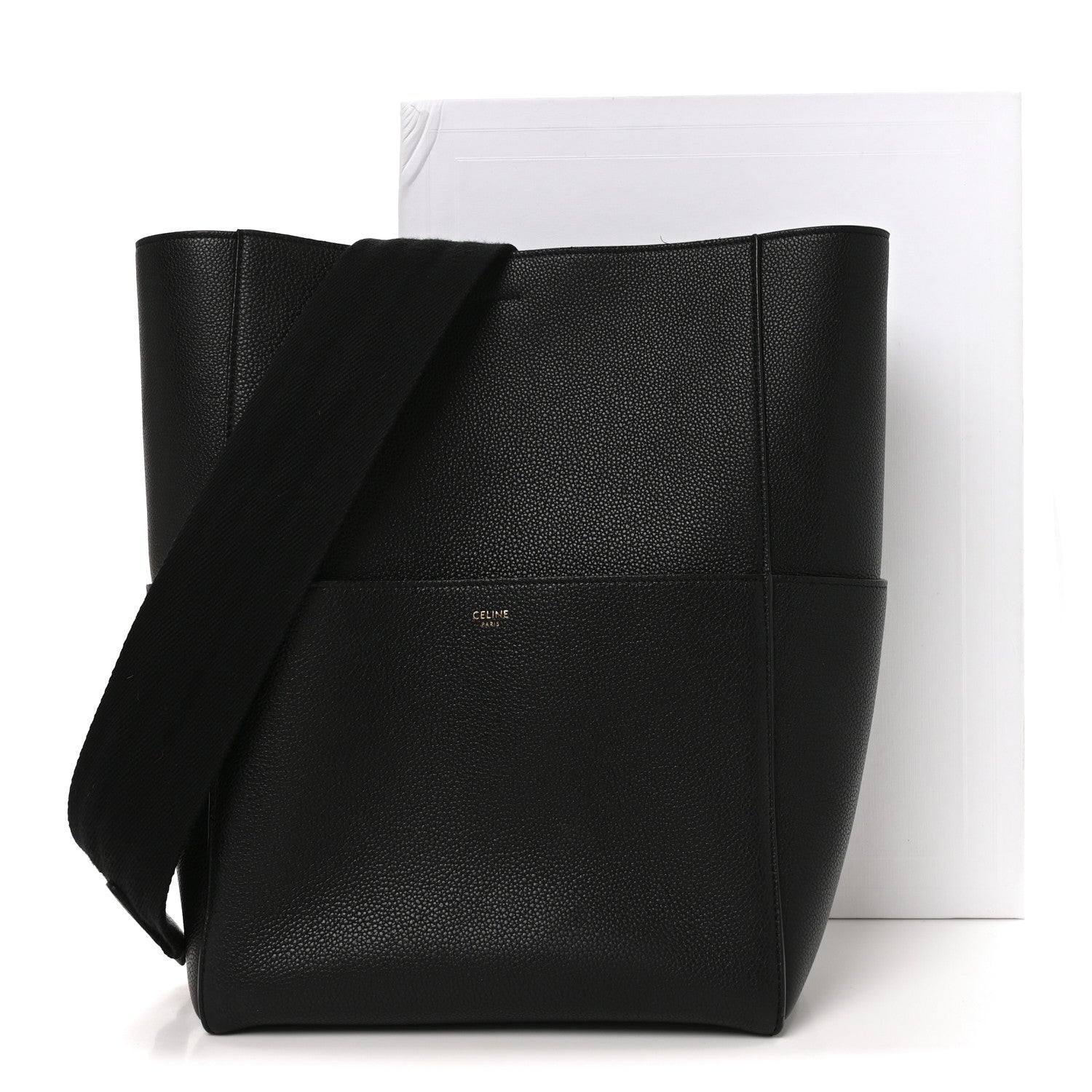 Celine Soft Grained Calfskin Sangle Bucket Bag Black 10 of 10