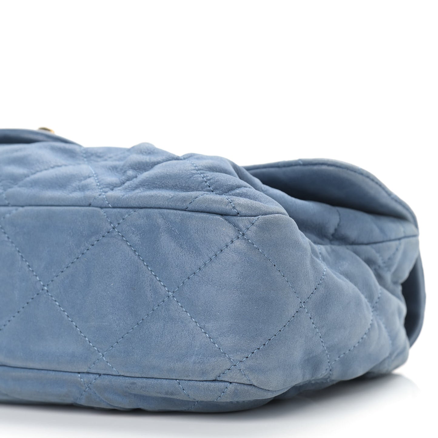 Iridescent Calfskin Large Chic Quilt Flap Dark Blue