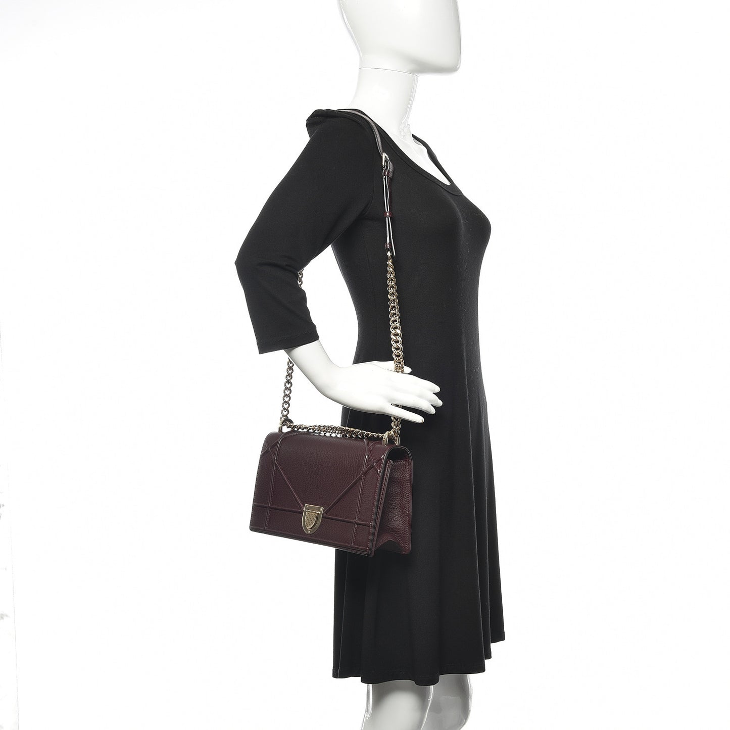 Grained Calfskin Medium Diorama Flap Bag Amaranth
