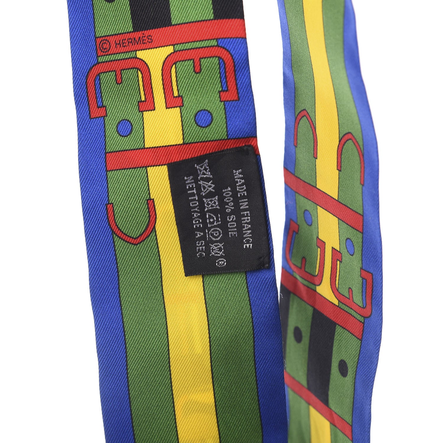 Hermes Silk Rocabar Twilly Bleu Royal Jaune Vert 2 of 4