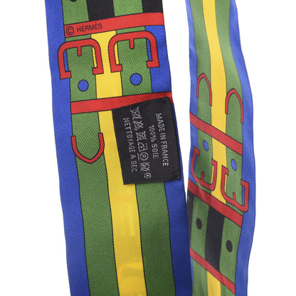 Hermes Silk Rocabar Twilly Bleu Royal Jaune Vert 2 of 4