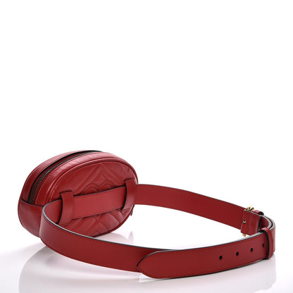 Gucci Calfskin Matelasse GG Marmont Belt Bag 95 38 Hibiscus Red 3 of 9