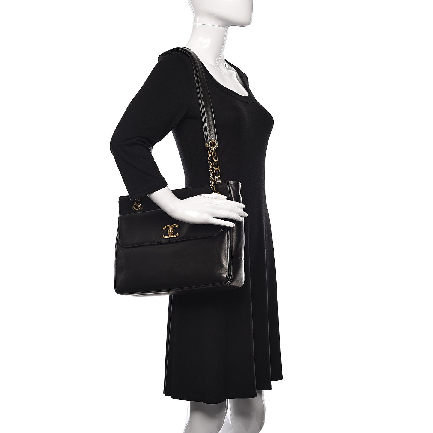 Lambskin Flap Shoulder Bag Black